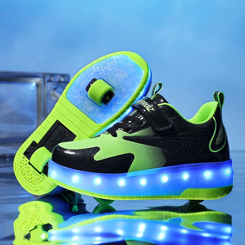 Kid Led Sneakers USB Charging Luminous Shoes Outdoor Sport Roller Skates Children Boys Kids Sneakers Girls Roller Shoes Casual