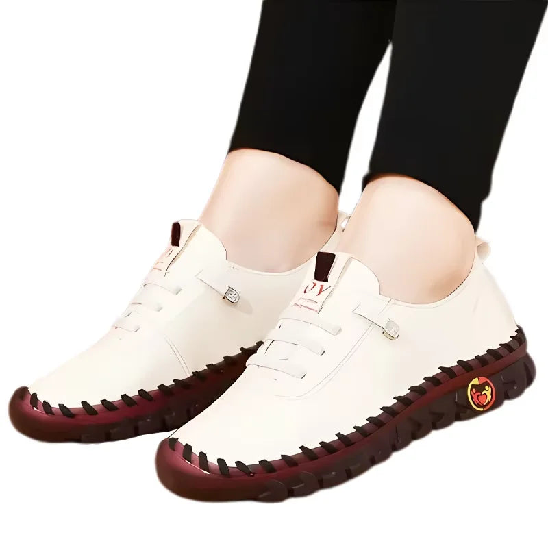 Sneakers Women Shoes Loafers Lace Up Leather Flat New Spring Casual comfortable Mom Shoe Mujer Zapatos Chaussure Femme