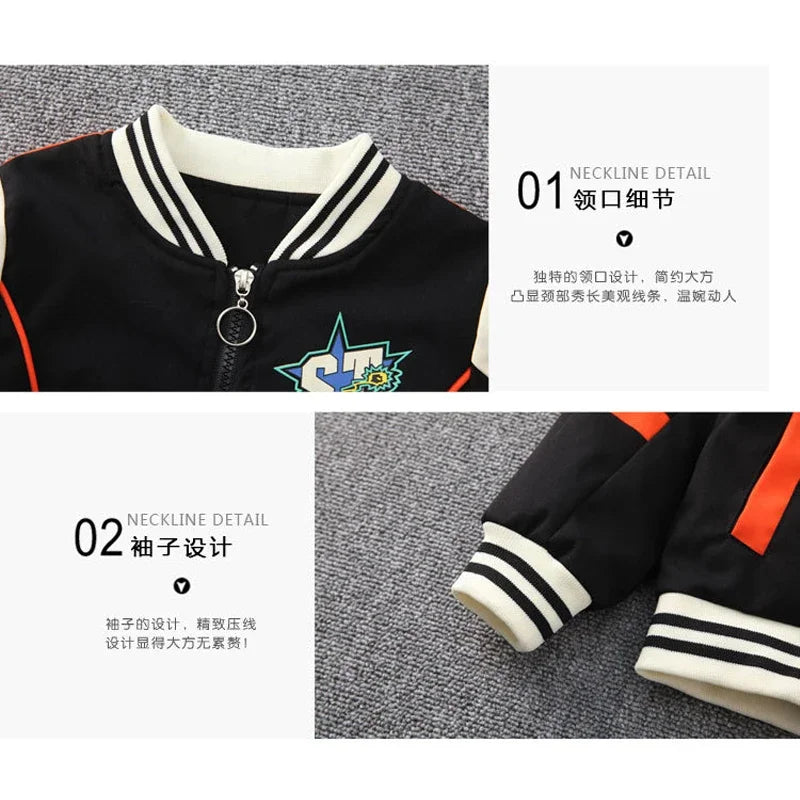 Boys Star Pattern Baseball Jackets