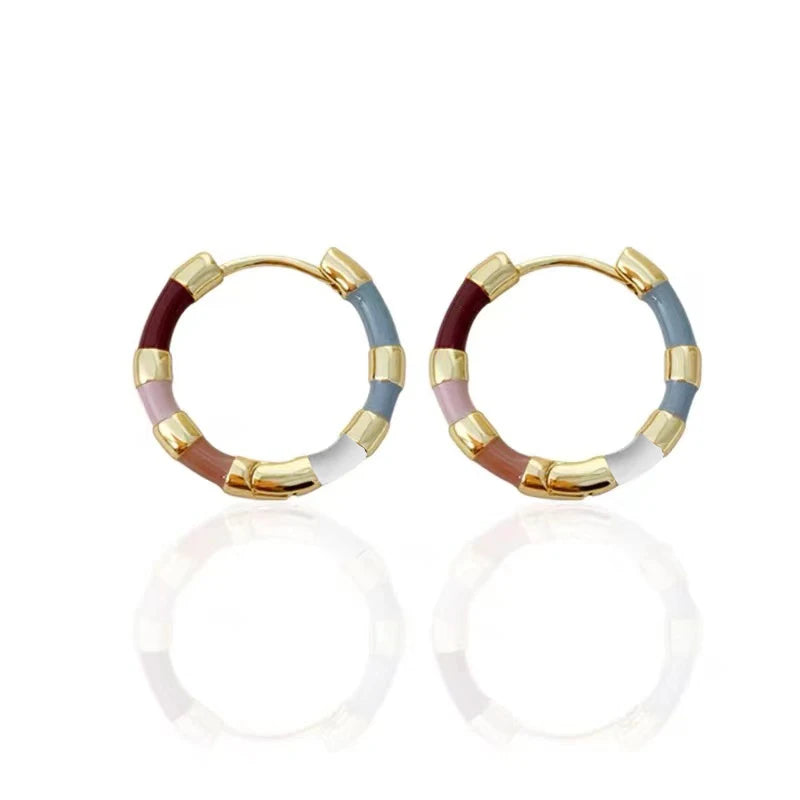 Girls' Colorful Enamel Mini Metal Round Earrings FoWomen