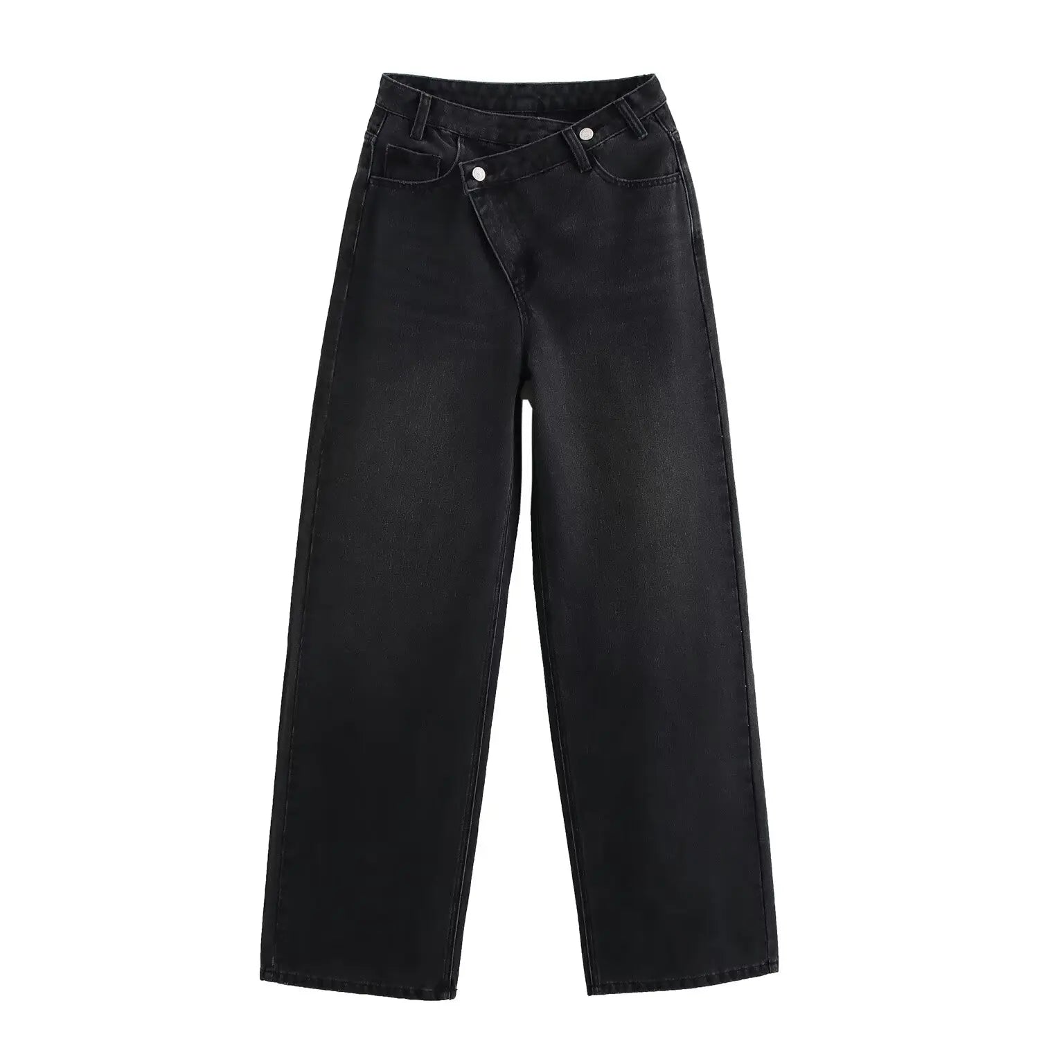 TRAFZA Straight Jeans For Women Spring Autumn Fashion High Waist Zipper Fly Denim Pants Y2K High Street Lady Jeans Trousers
