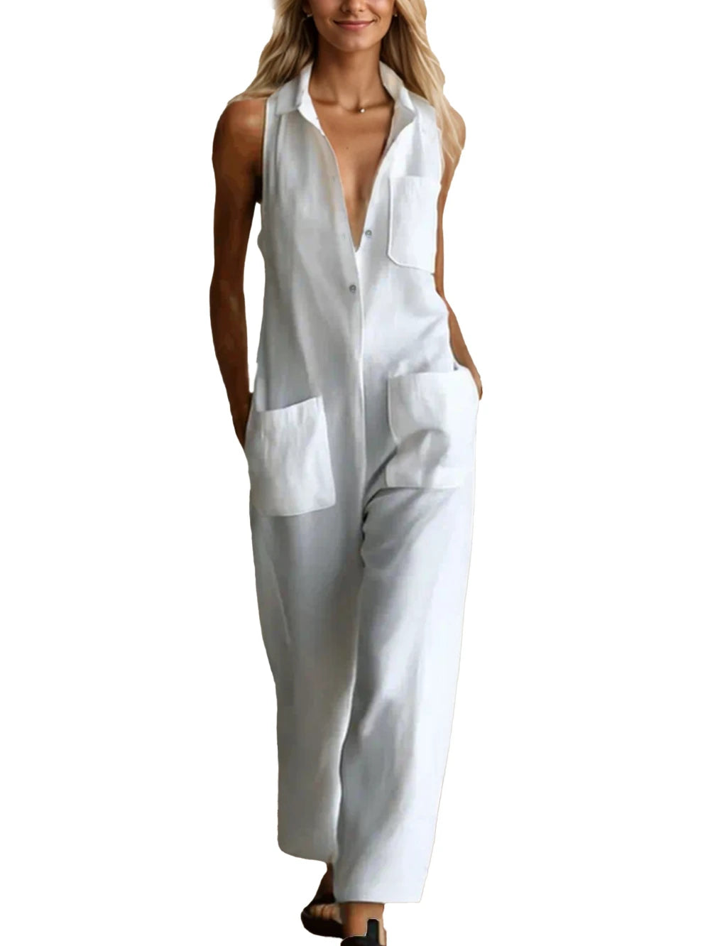 Women's Loose Pocket Sleeveless Pants