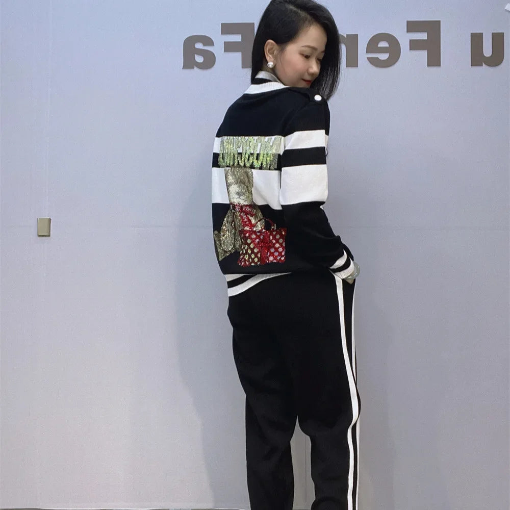 Casual Sports Pants Female Two-piece Set