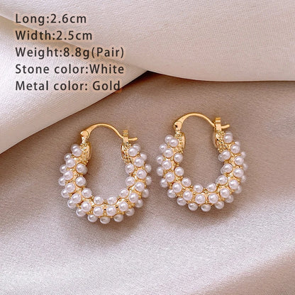 Women's Jewelry Design With Gold Color U-shaped Pearl Earrings