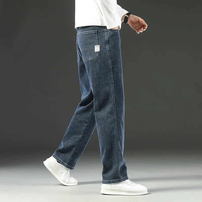 2025 New Spring and Autumn Men's Jeans, Loose, Comfortable, Straight, Business Casual, Versatile Wide-leg Business Trousers
