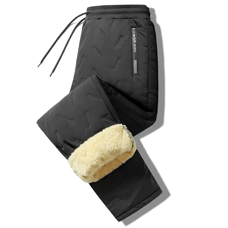 Men Plush Thick Fleece Sweatpants Lambswool Thermal Trousers
