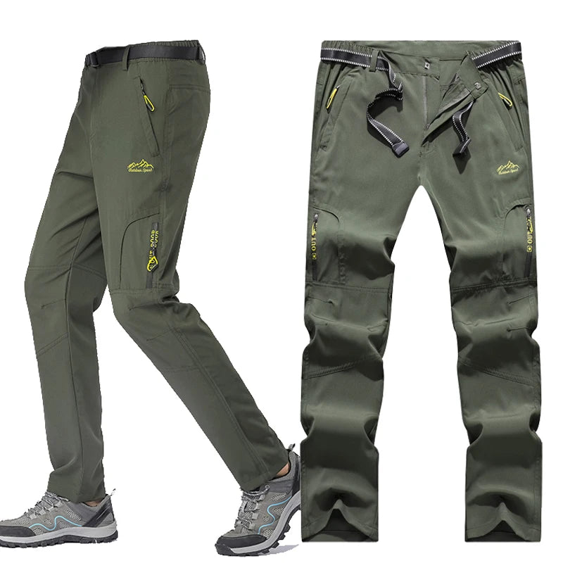 Quick Dry Hiking Pants Men Stretch Waterproof Tactical Pants Zipper Pockets
