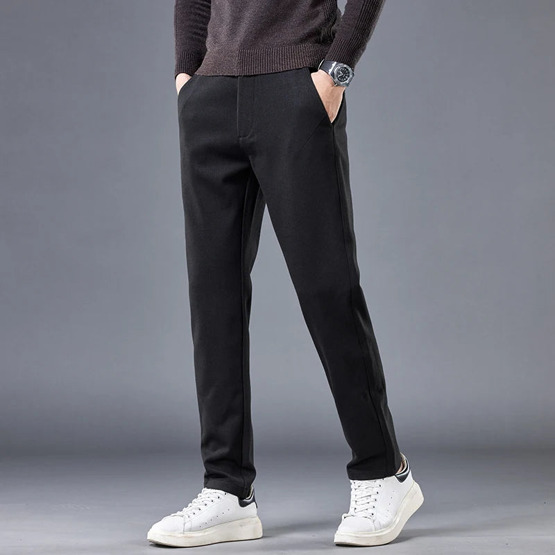 High Quality Autumn Winter Stripe Men's Suit Pants
