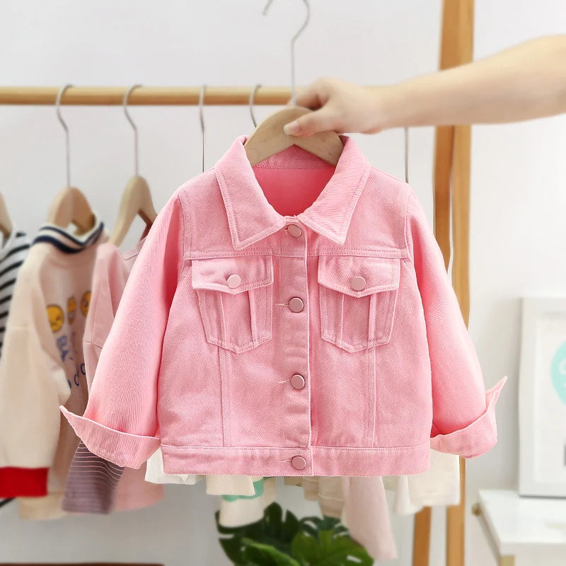 Kids Girls Pink Denim Coat