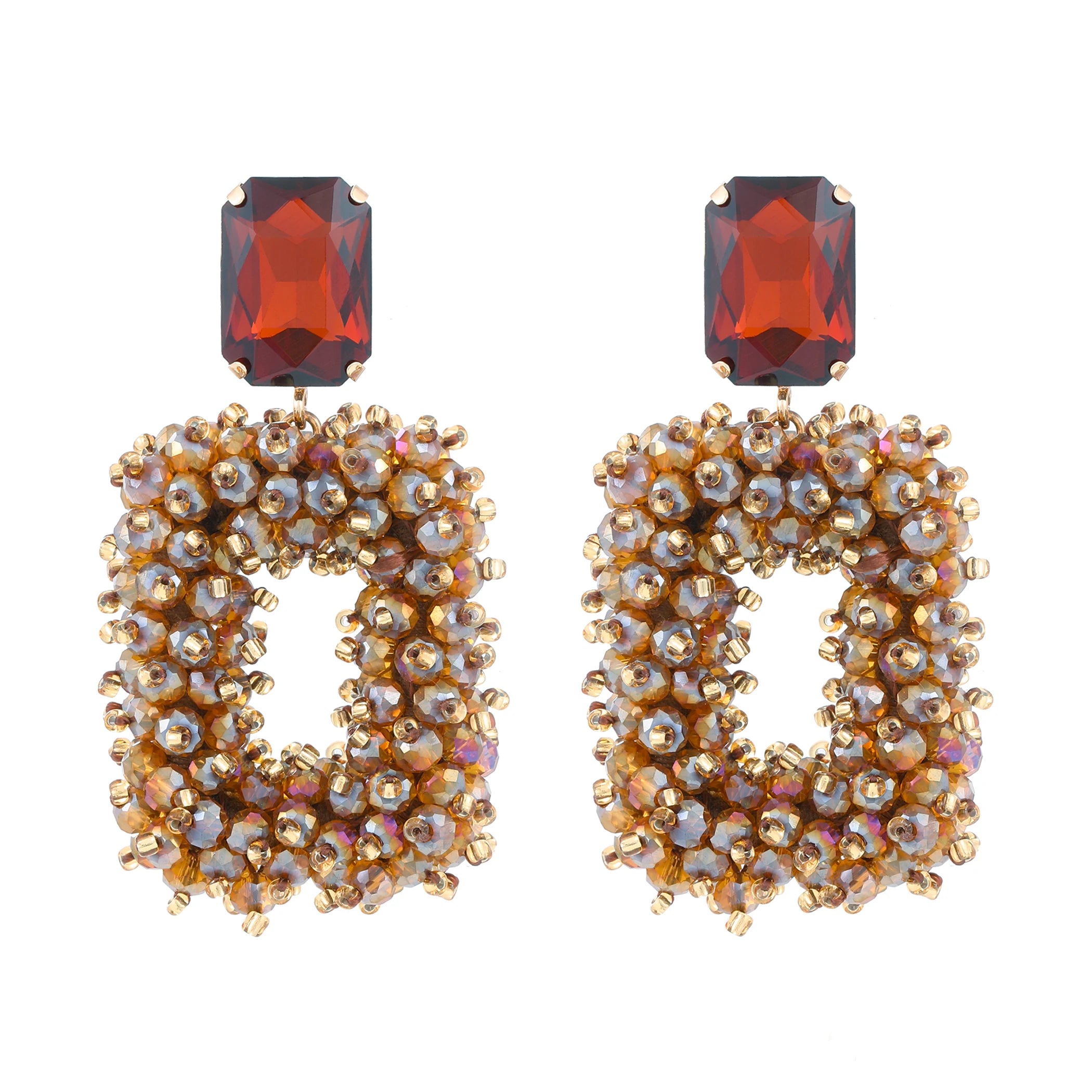 Square Crystal Drop Earrings for Women