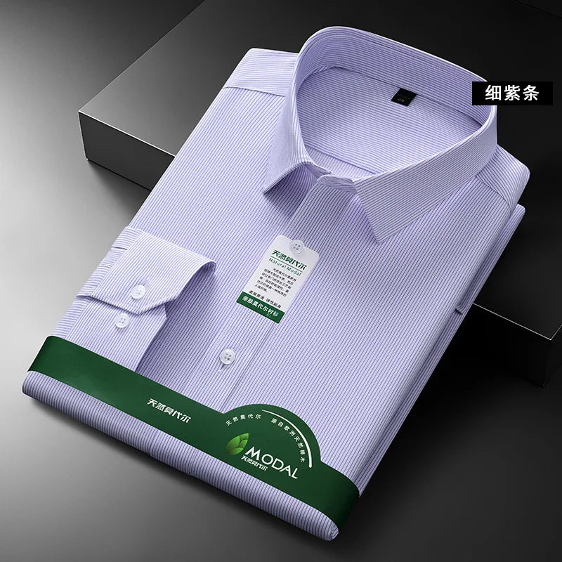 New Quality Anti-Wrinkle Men Shirt Long Sleeves Dress Shirts For Men Slim Fit Camisa Social Business White Office Shirt 4XL 5XL