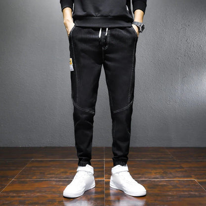 New Men's Jeans Spring And Autumn Trend Washed Elastic Waist Harlan Pants