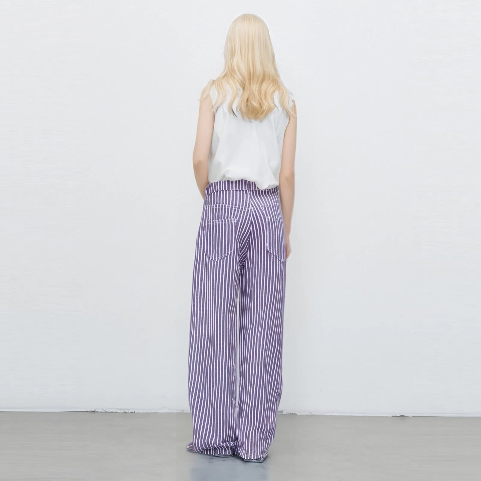 Women Bootcut Jeans Fashion Trendy Color Striped Wide Leg Straight Leg Mopping Pants Casual Street Style All-Match Denim Pants