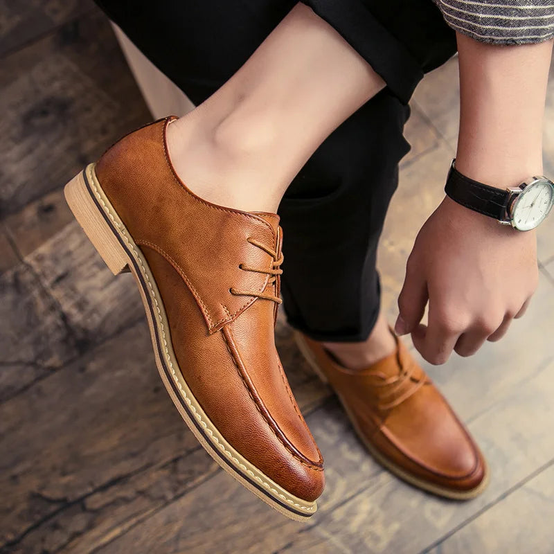 Autumn business casual leather Derby shoes soft soled British formal dress pointed wedding groom leather shoes man