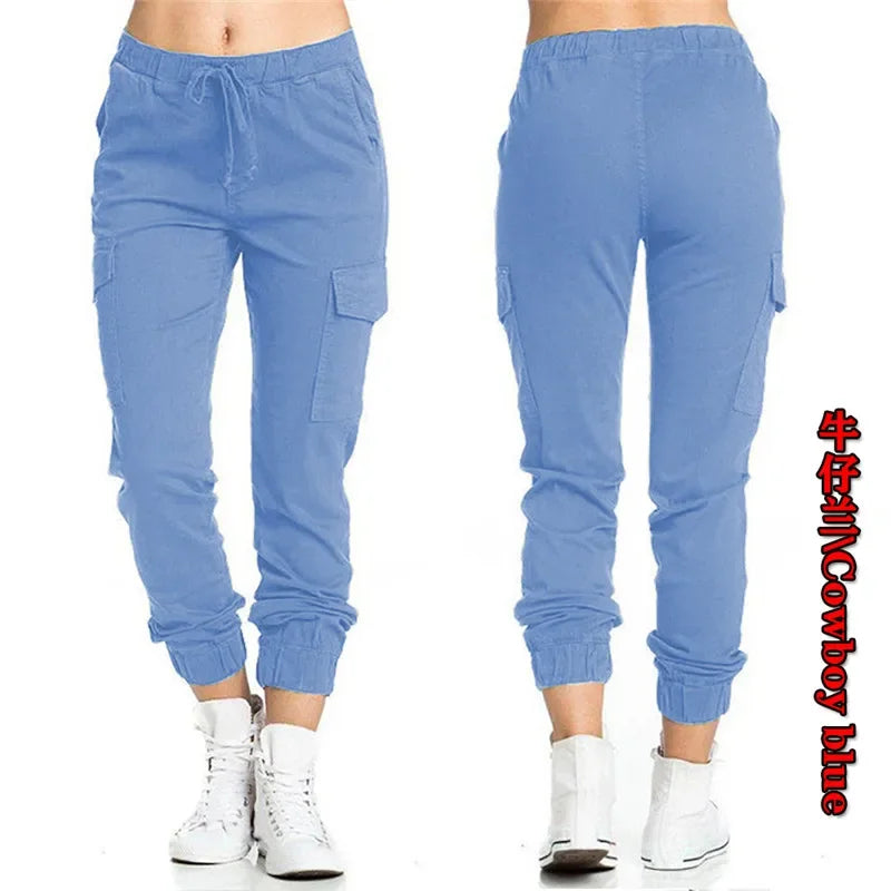 Women's Cargo Pants Multi-Pocket Drawstring Elastic Waist