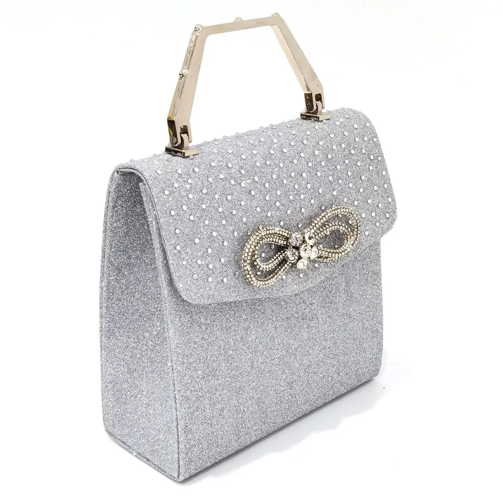 Rhinestone Bow Side Empty Party High Heels Pointed Toe Stiletto Heels