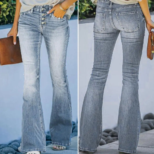 Slimming Jeans High Waist Flared Hem Women's Jeans