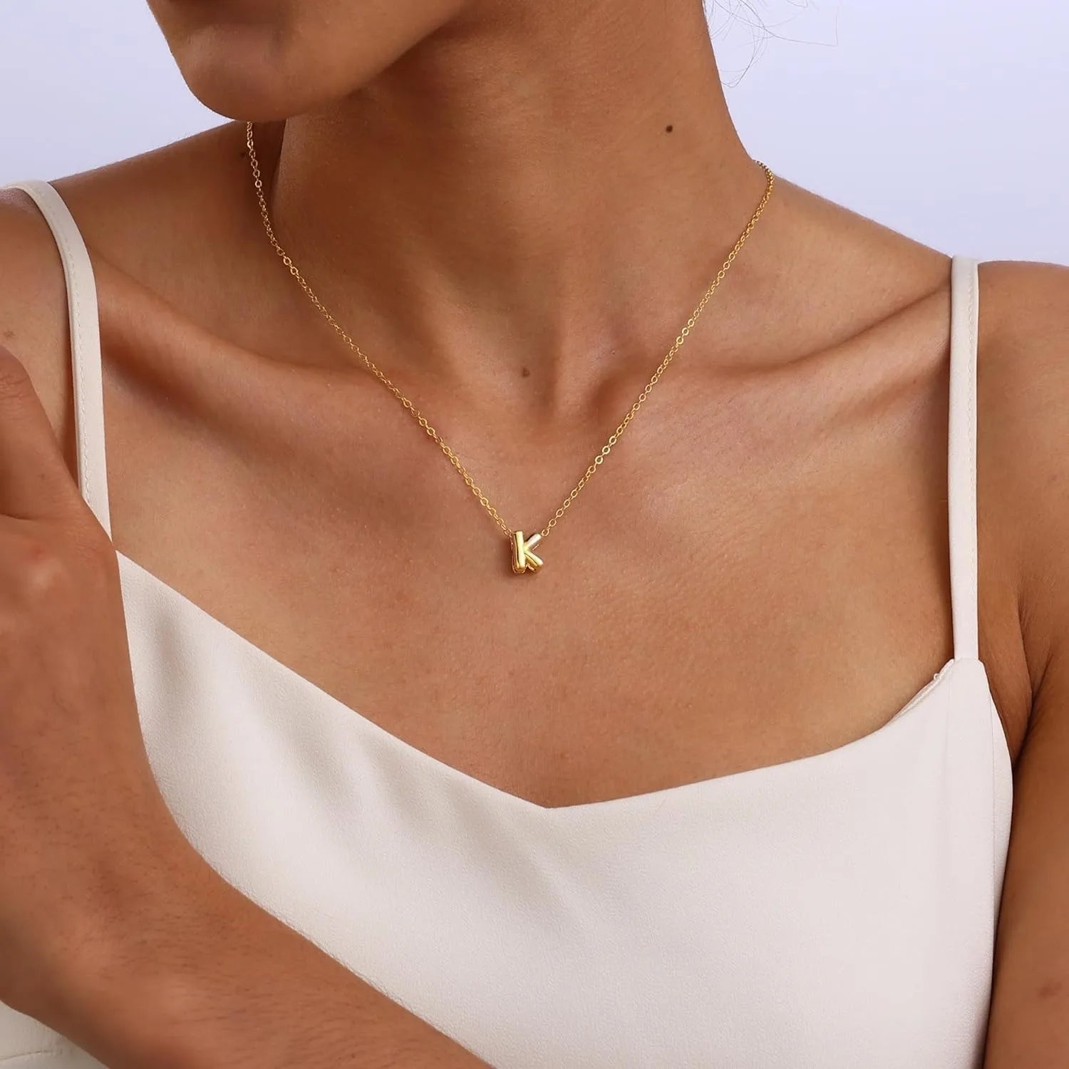 Bubble Initial A-Z Alphabet Mini Necklace for Women