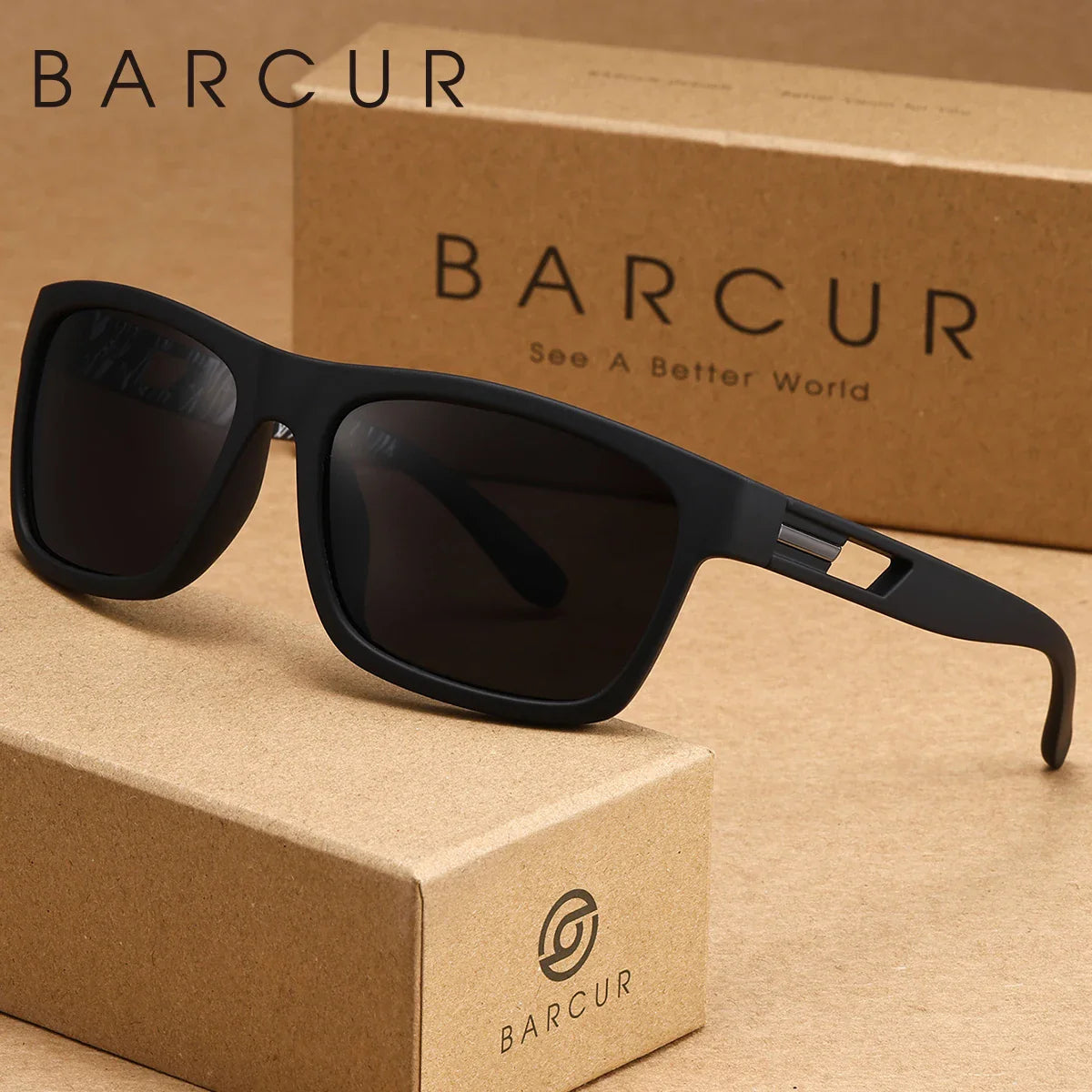 BARCUR Women Box Printed Polarized Sunglasses Tourism Camping Walking Sunscreen Tourism Brand Packaging Gift Giving Men Glasses