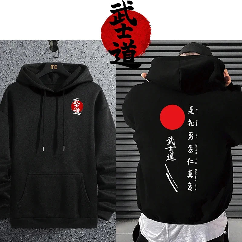 Japanese Cartoon Printing Men Hoody Pullover All Match Loose Sweatshirt Fashion Basic Daily Hoodie All Season Novelty Clothes