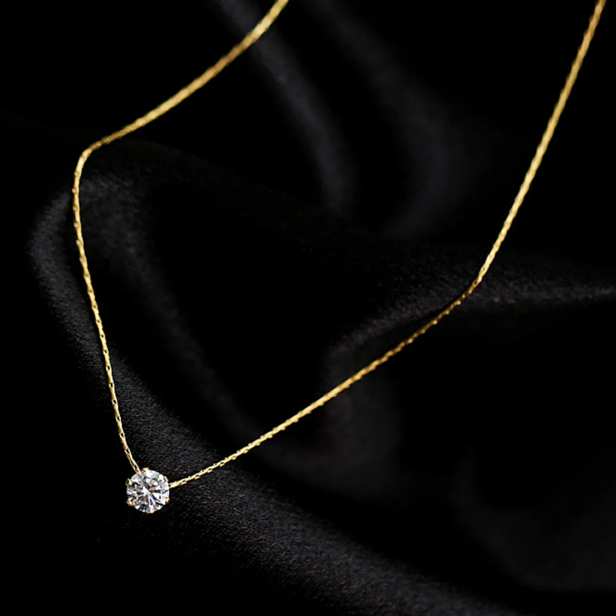 Gold Plated Stainless Steel Dainty Minimalist Zircon Charm Anti Tarnish Chain