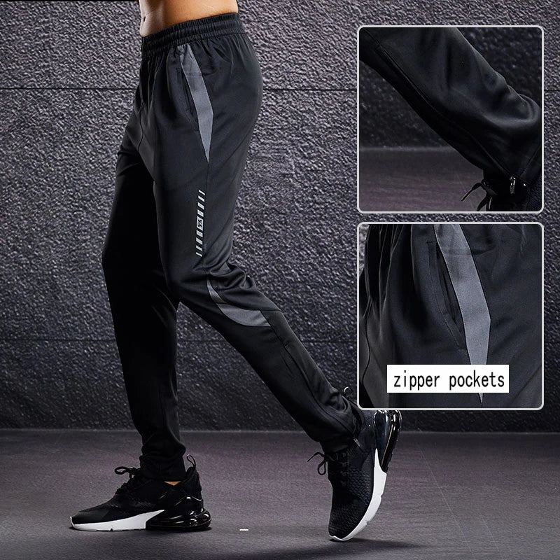 Men Sport Pants Running Pants With Zipper Pockets