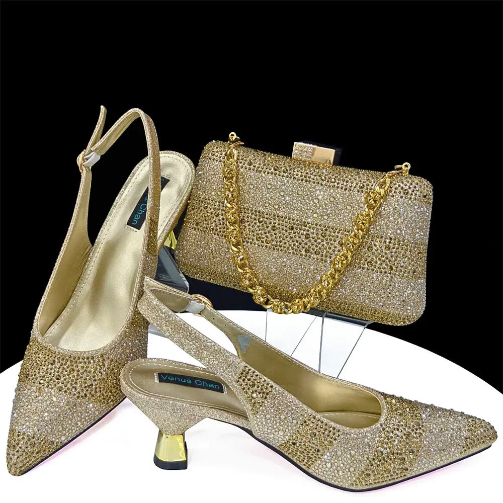 Evening Party Shoes And Bag Set Hollow Design Bag With Shoes