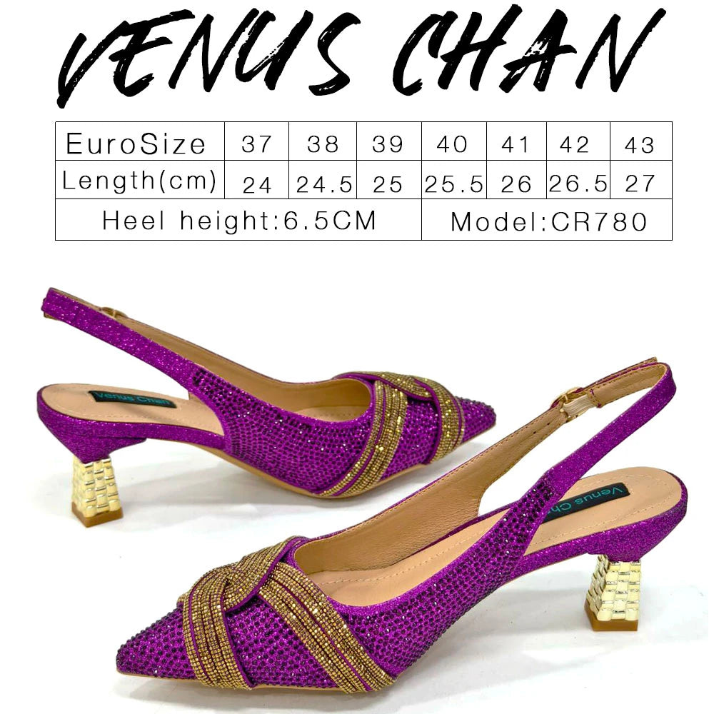 Women Shoes and Bag Set Champagne Color Rhinestone Handbag