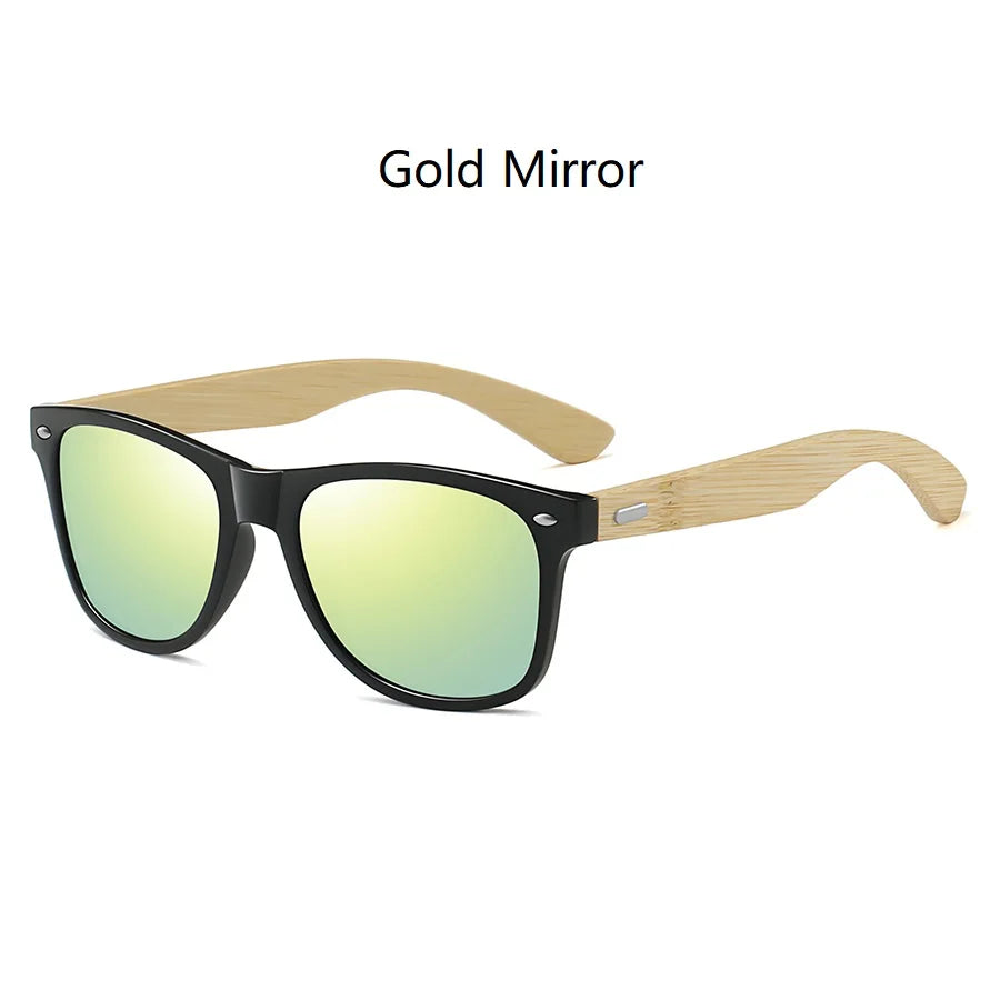 Fashion Bamboo Wood Vintage Square Sunglasses Men Women Luxury Brand Designer Sun Glasses Wooden Driving Fishing Eyewear