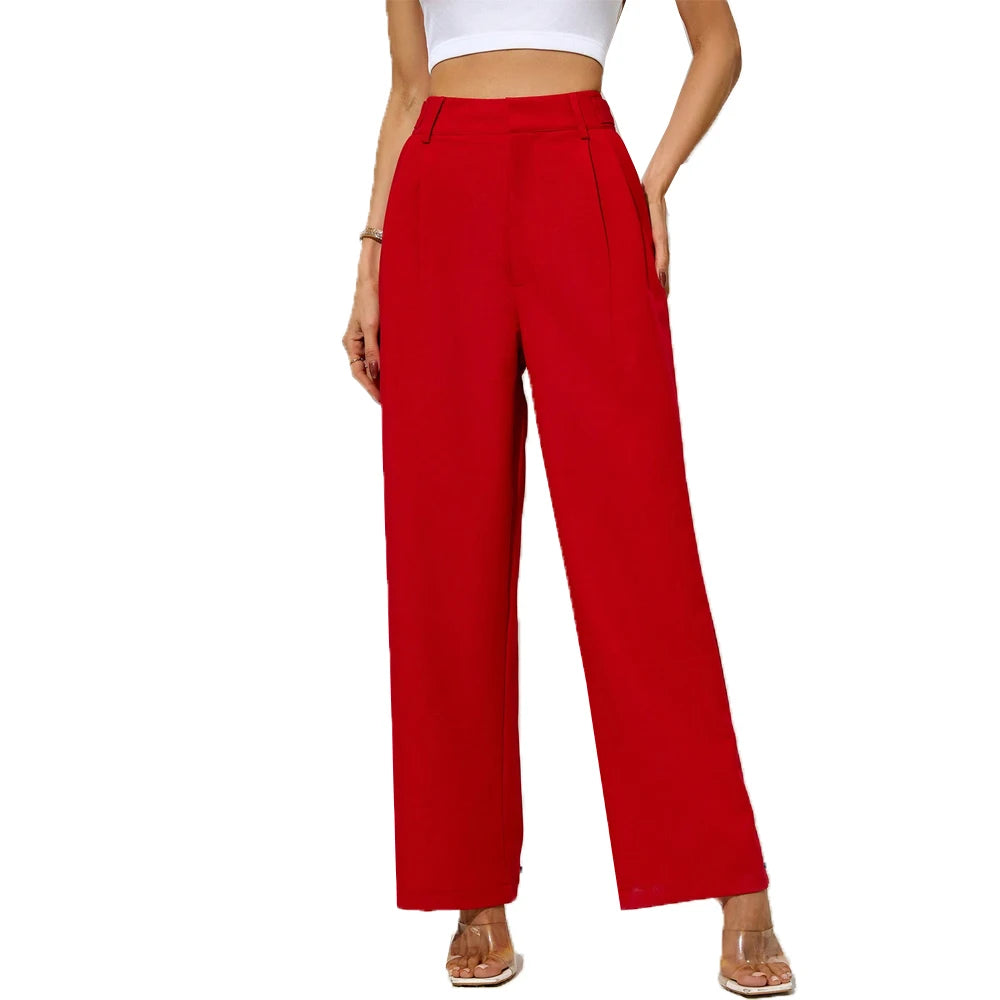 Straight Pants with Taps Front Darts for Women