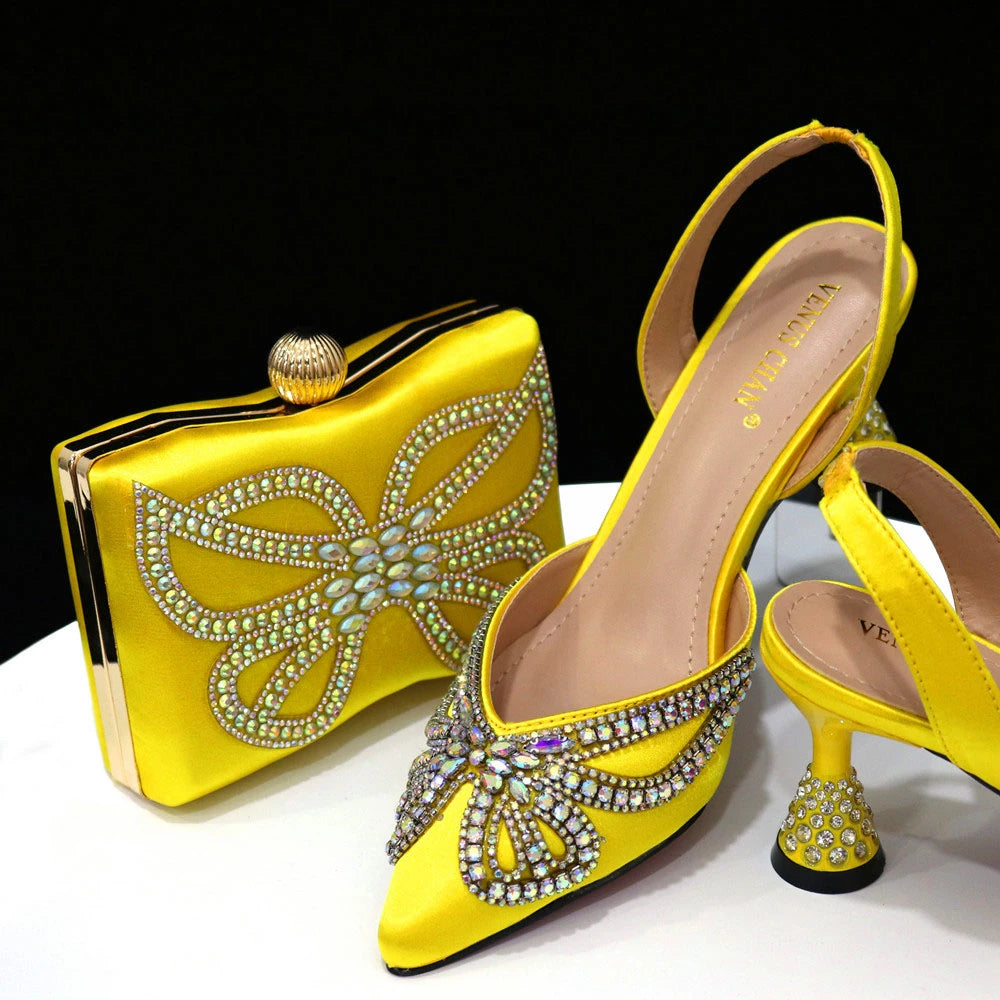 Bowknot Pointed Toe Women's Shoes Shallow Mouth Shoes Bag Set