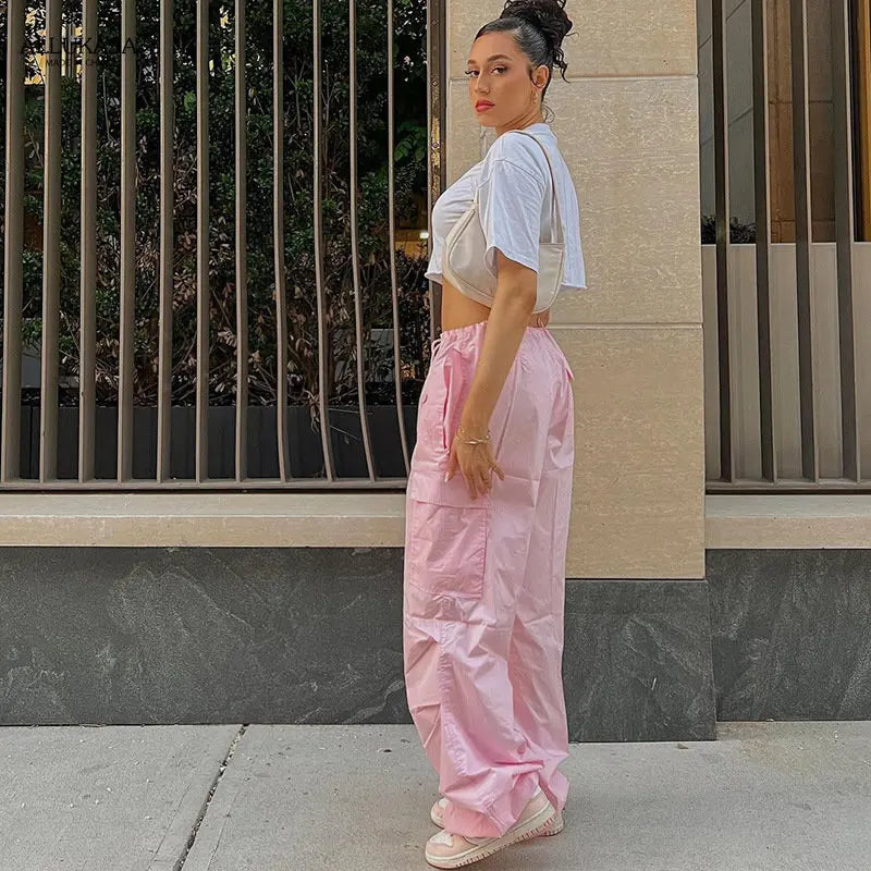 Y2K Clothing Oversized Plus Size Low Waist Parachute Loose Sweatpants
