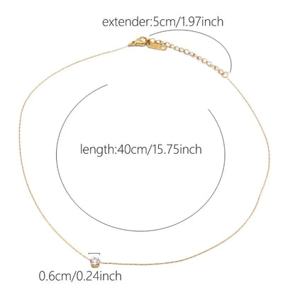 Stainless Steel Gold Plated Dainty Minimalist Zircon Necklace for Women