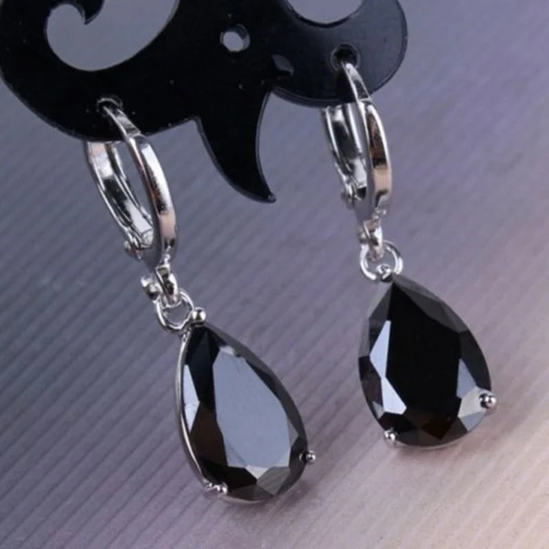 Fashion Water Drop Black Stone Earrings For Women