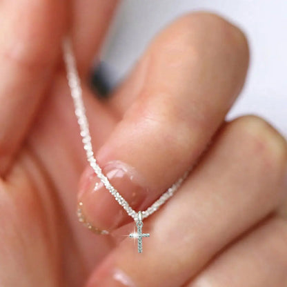 Sterling Silver Cross Zircon Necklace For Women