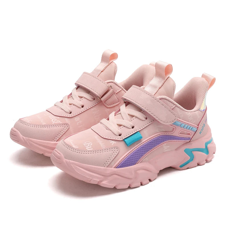 Children's Girls Sneakers Leather Lightweight Breathable Comfortable Casual Kids Non-Slip Casual Walking Sports Running Shoes