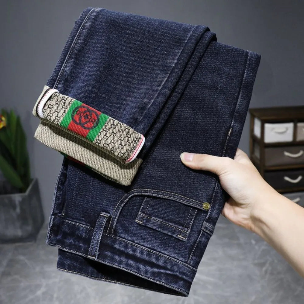 Casual Trendy Embroidered Men's Jeans Autumn winter New Arrival Slim Fit Charcoal Grey Trousers Wholesale For Fashion Lovers