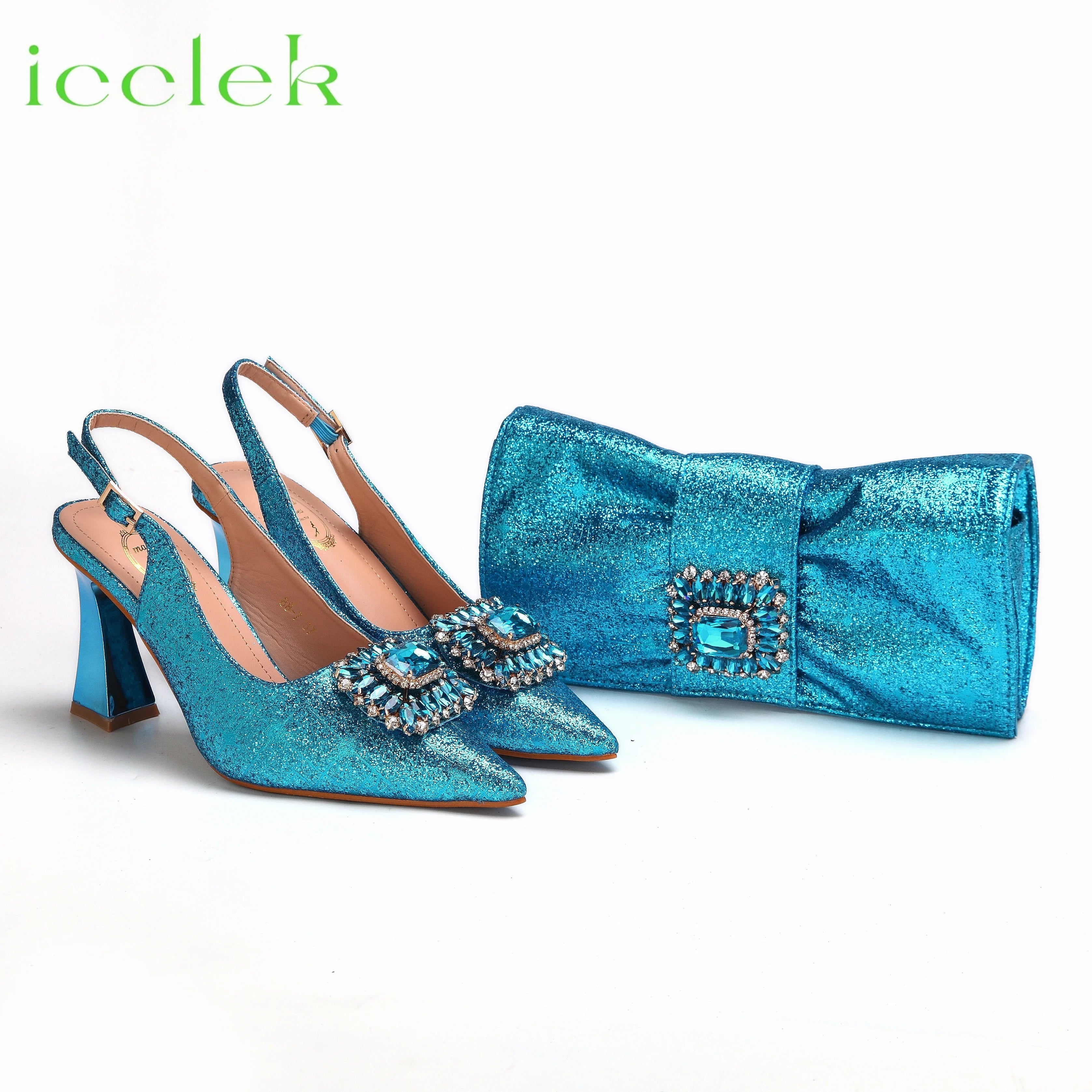 Pointed Toe Women Sandals Shoes Matching Bag Set For Ladies