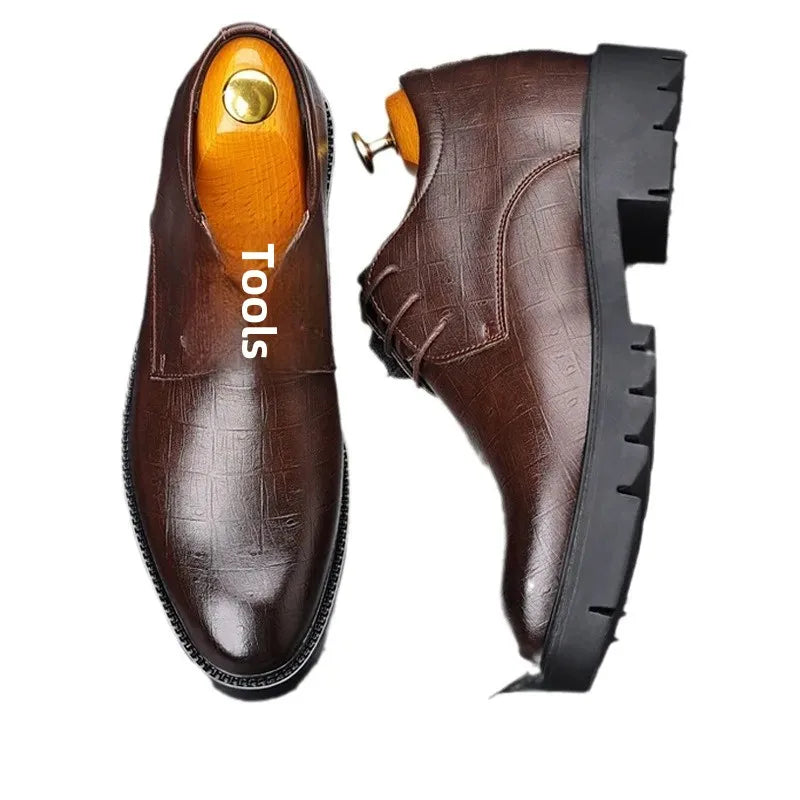 Men's Genuine Leather Shoes – Breathable Formal Casual Footwear, Sizes 40–48, Black/Brown