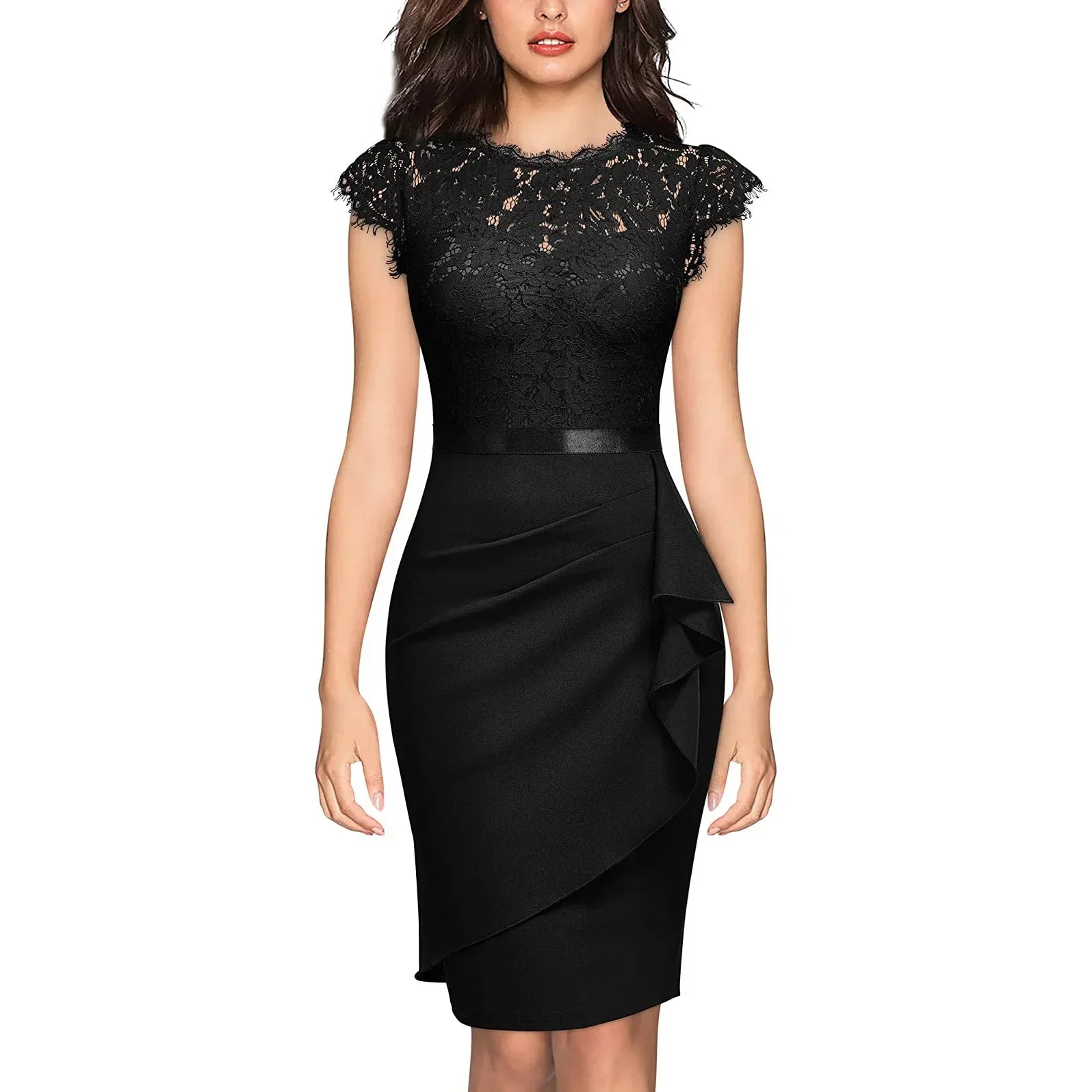 Women's Elegant Lace Evening Wedding Party Dress