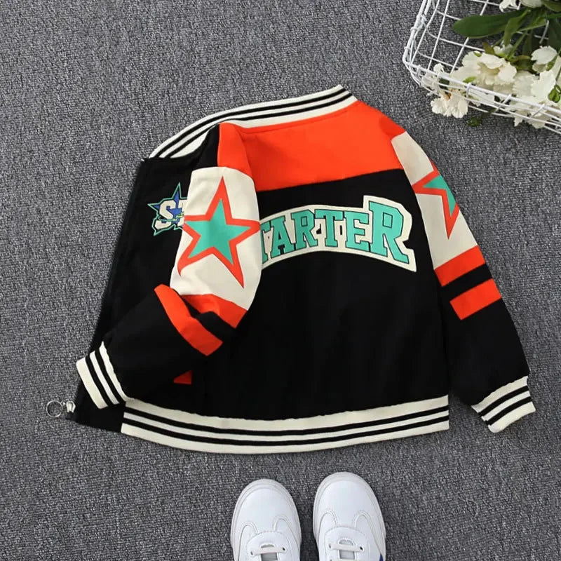 Boys Star Pattern Baseball Jackets