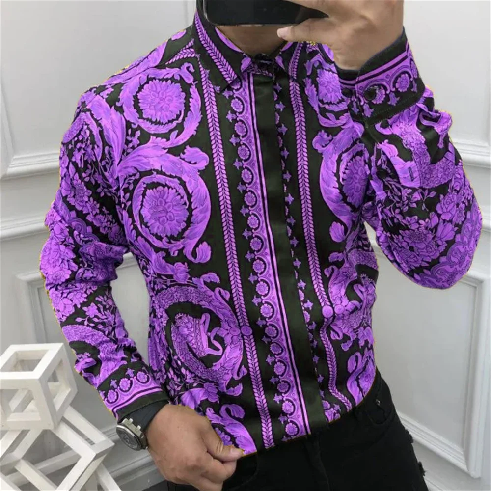 2024 Fashion Men's Luxury Shirts Image Print Men's Long Sleeve Lapel Shirts Casual Party Street Hawaiian Shirts Plus Size S-5XL