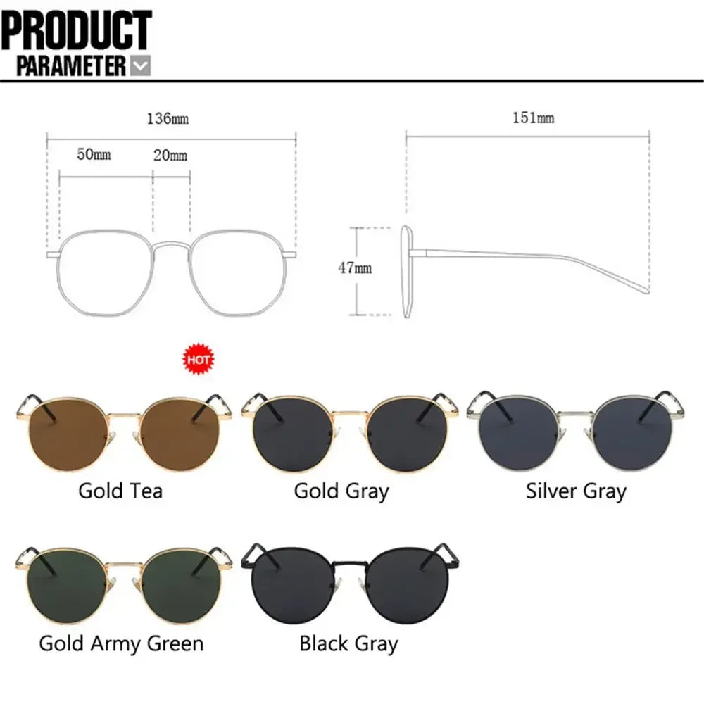 Fashion Glasses Fishing Metal Frame Shades Round Sun Glasses Women's Eyewear Women Men Sunglasses