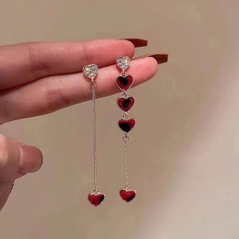 Asymmetric Hollow Black Heart Dangle Earrings For Women