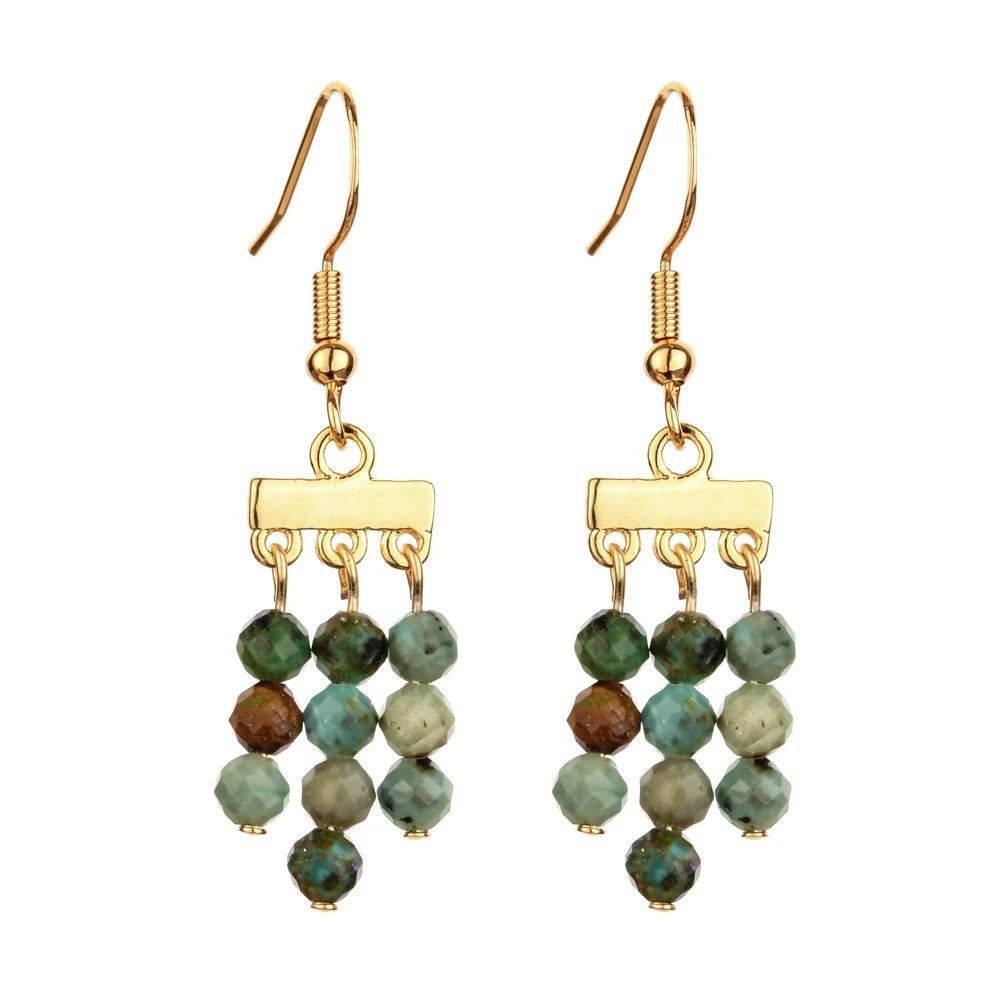Natural Stone 3 Layer Drop Dangle Earrings for Women