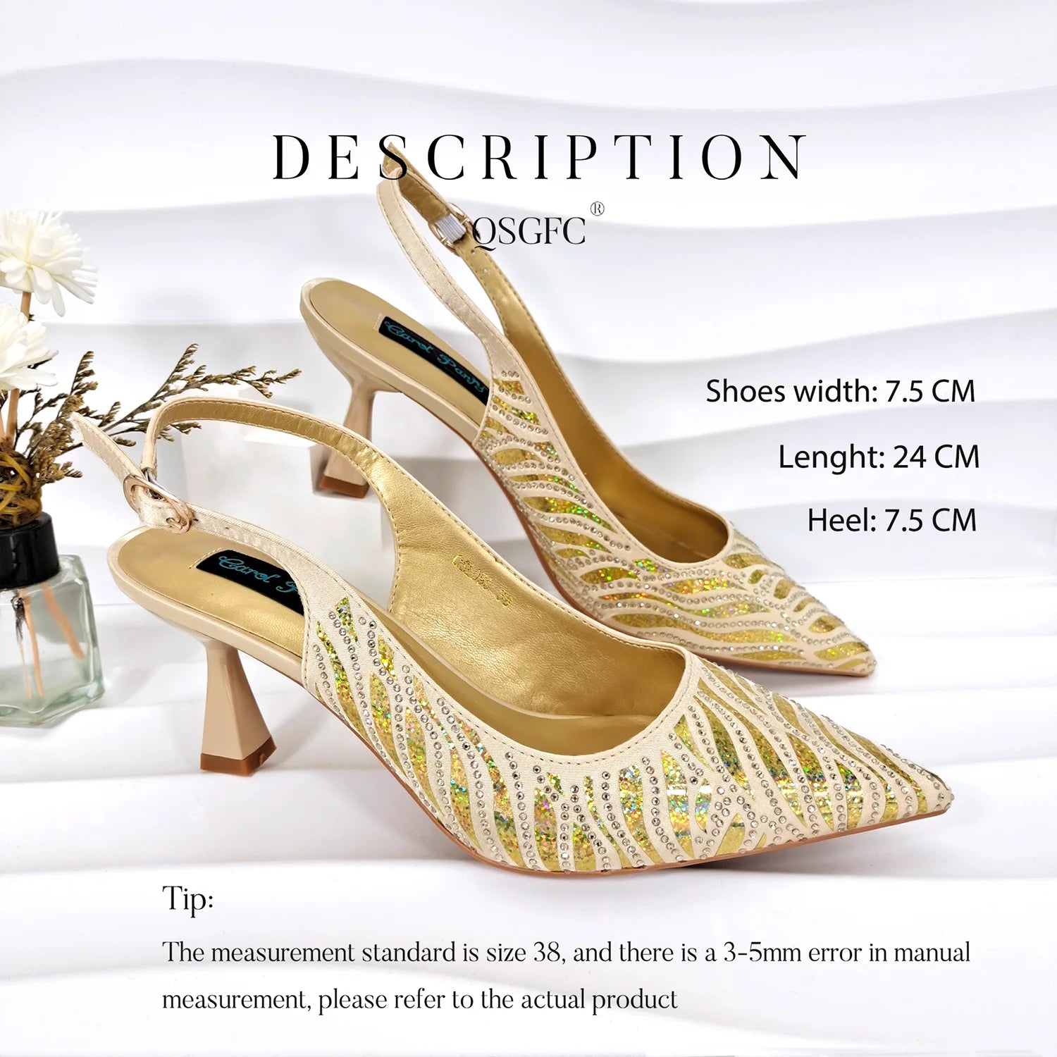 Ladies Heel and Bag Set Full Diamond Fashion Silver Color Pumps