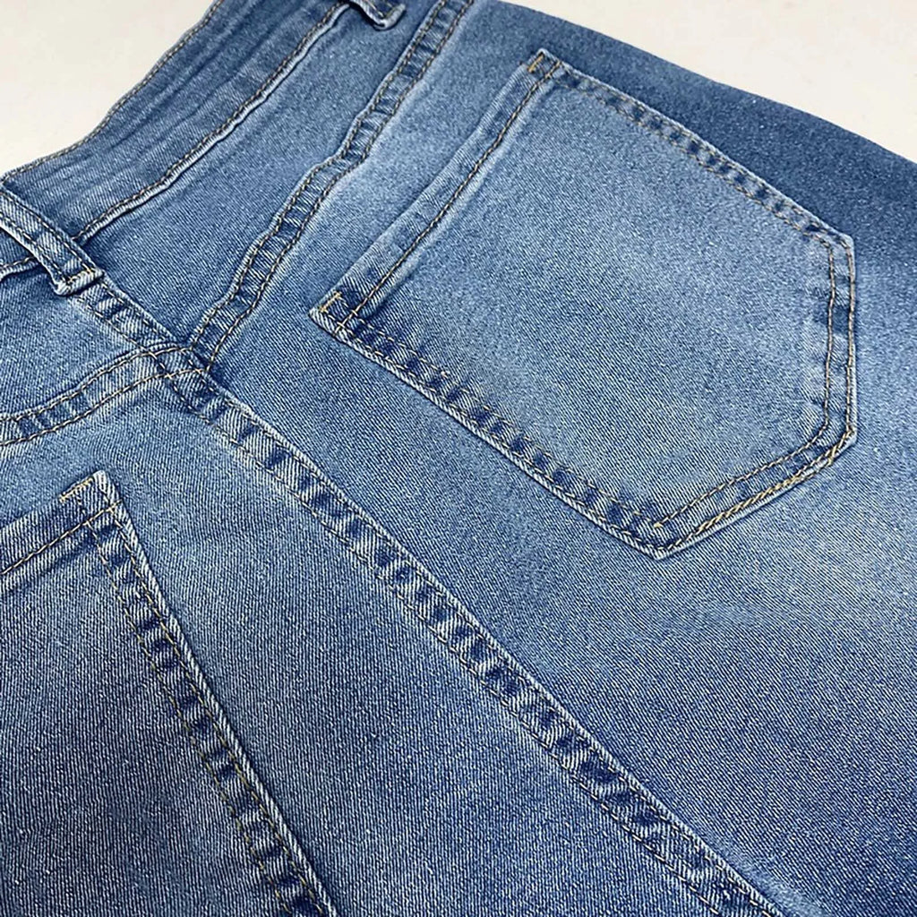 Women'S Casual Blue High Waist Wide Leg Straight Jean Pants New Trendy Loose Versatile Edge Curl Jeans Lady Commute Chic Pant