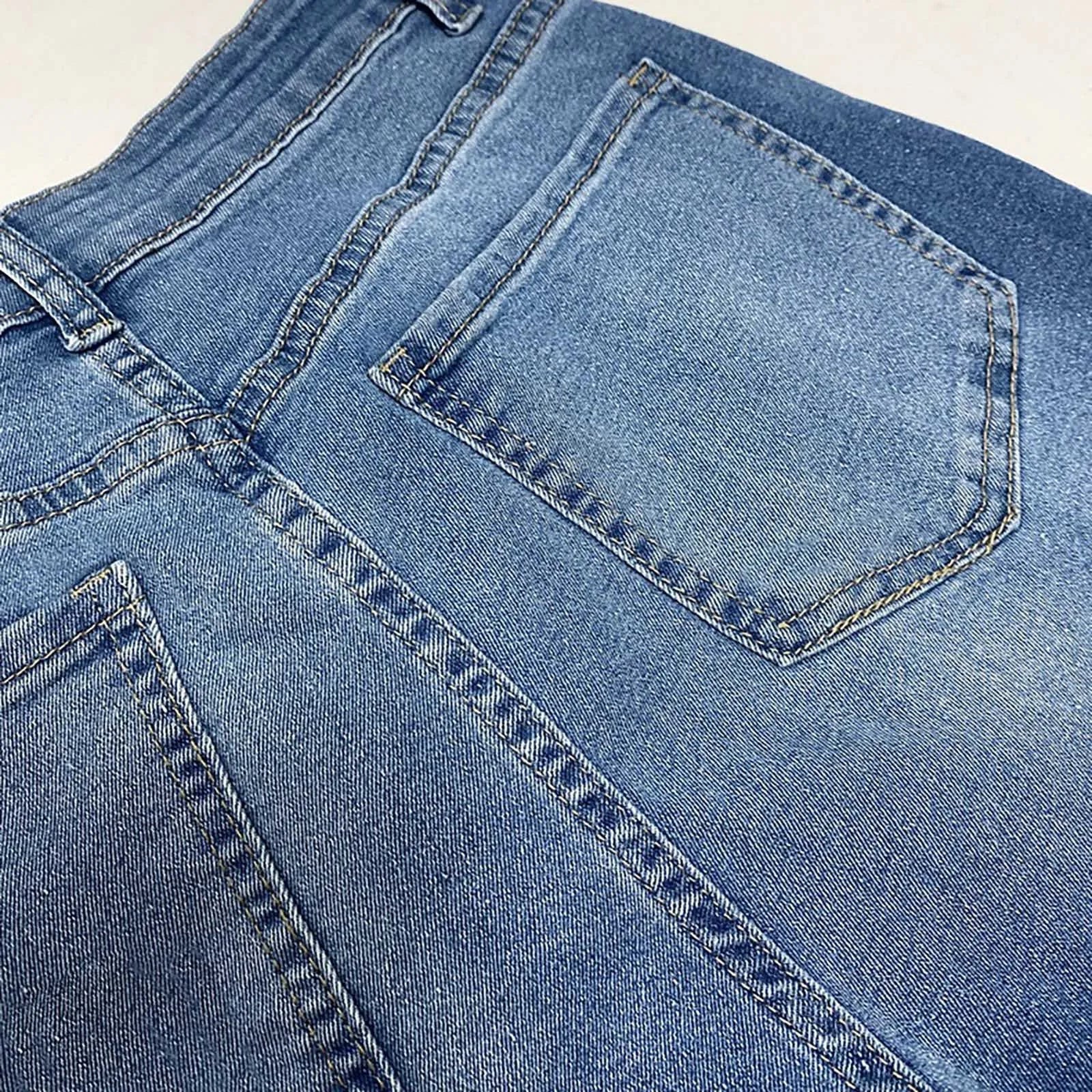 Women'S Casual Blue High Waist Wide Leg Straight Jean Pants New Trendy Loose Versatile Edge Curl Jeans Lady Commute Chic Pant