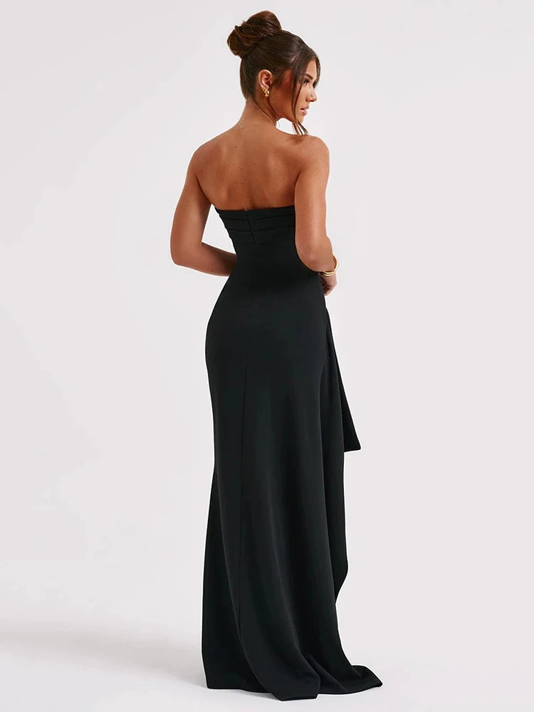Strapless Backless High Split Maxi Dress For Women