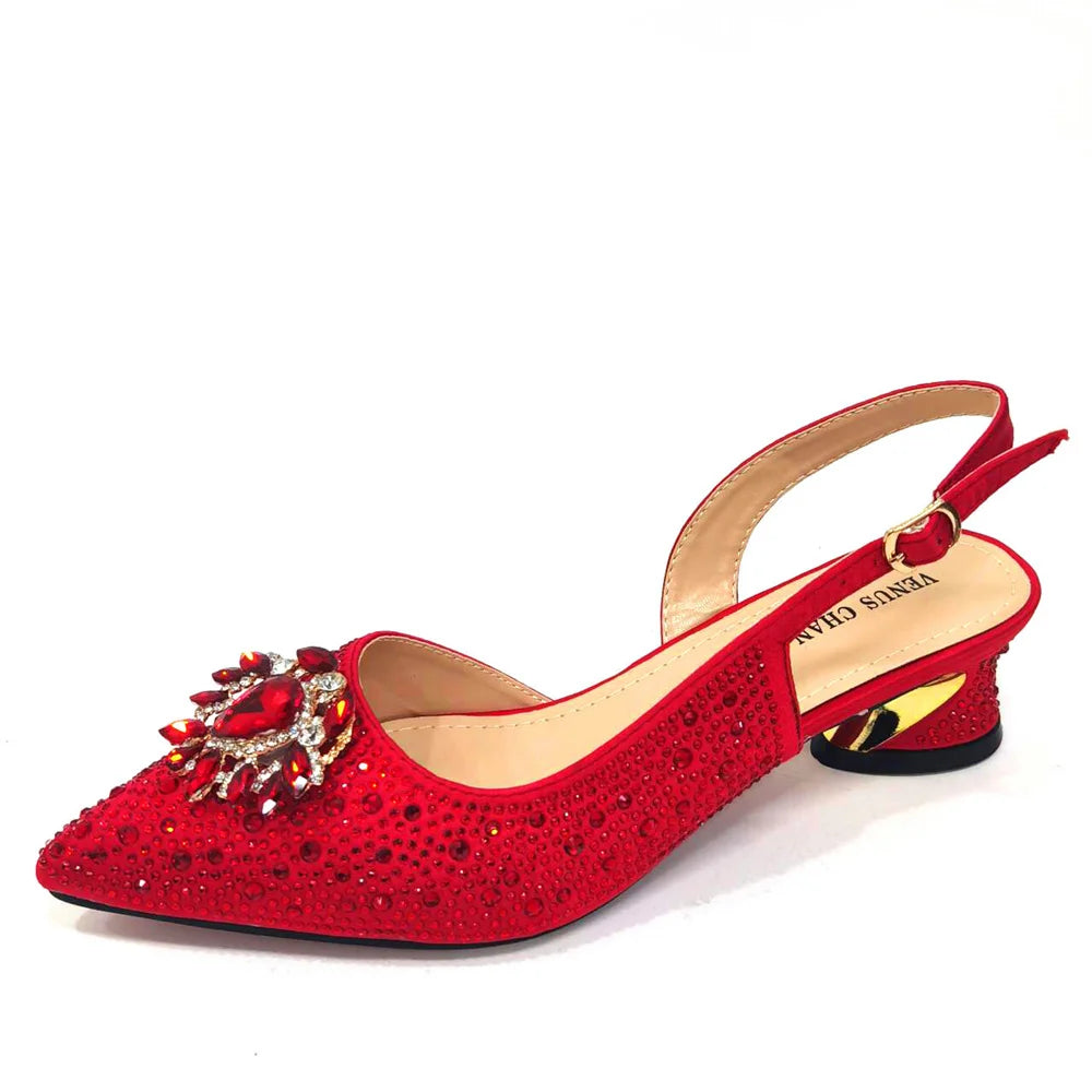 Venus Chan Fashionable Red Color Pointed Top Ladies Shoes